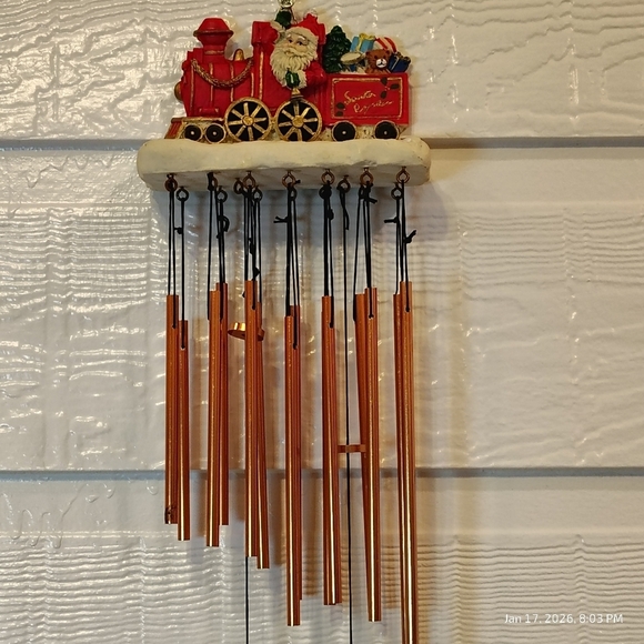 Source Unknown Other - VINTAGE SANTA ON TRAIN WIND CHIMES CHRISTMAS SANTA EXPRESS HAND PAINTED
